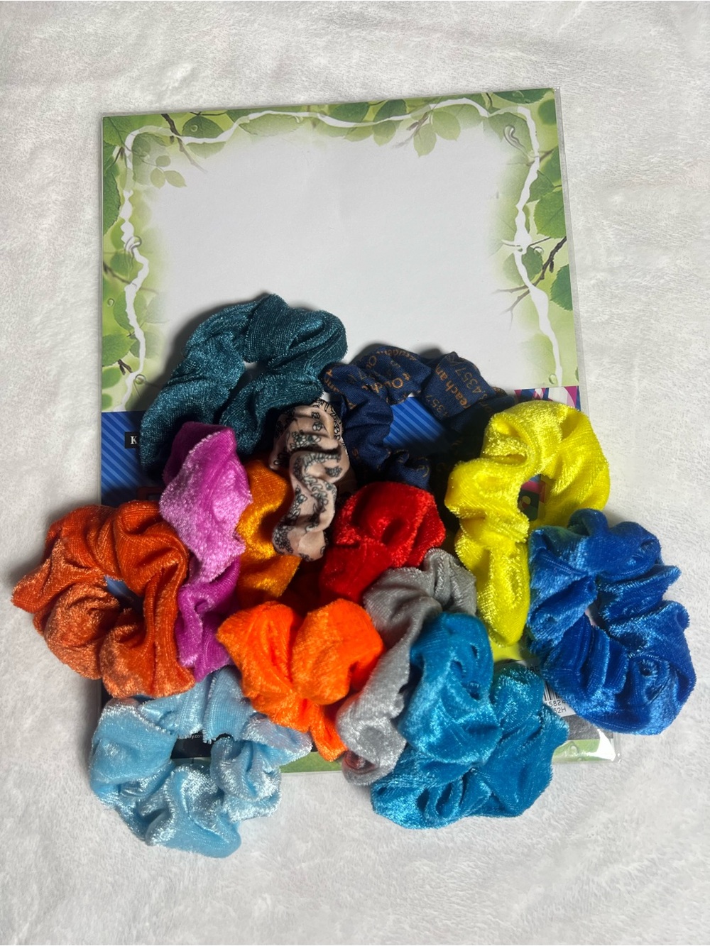 Scrunchie & Stationery Bundle - Lot of 13 Scrunchies - 10 Sheets Design Cards